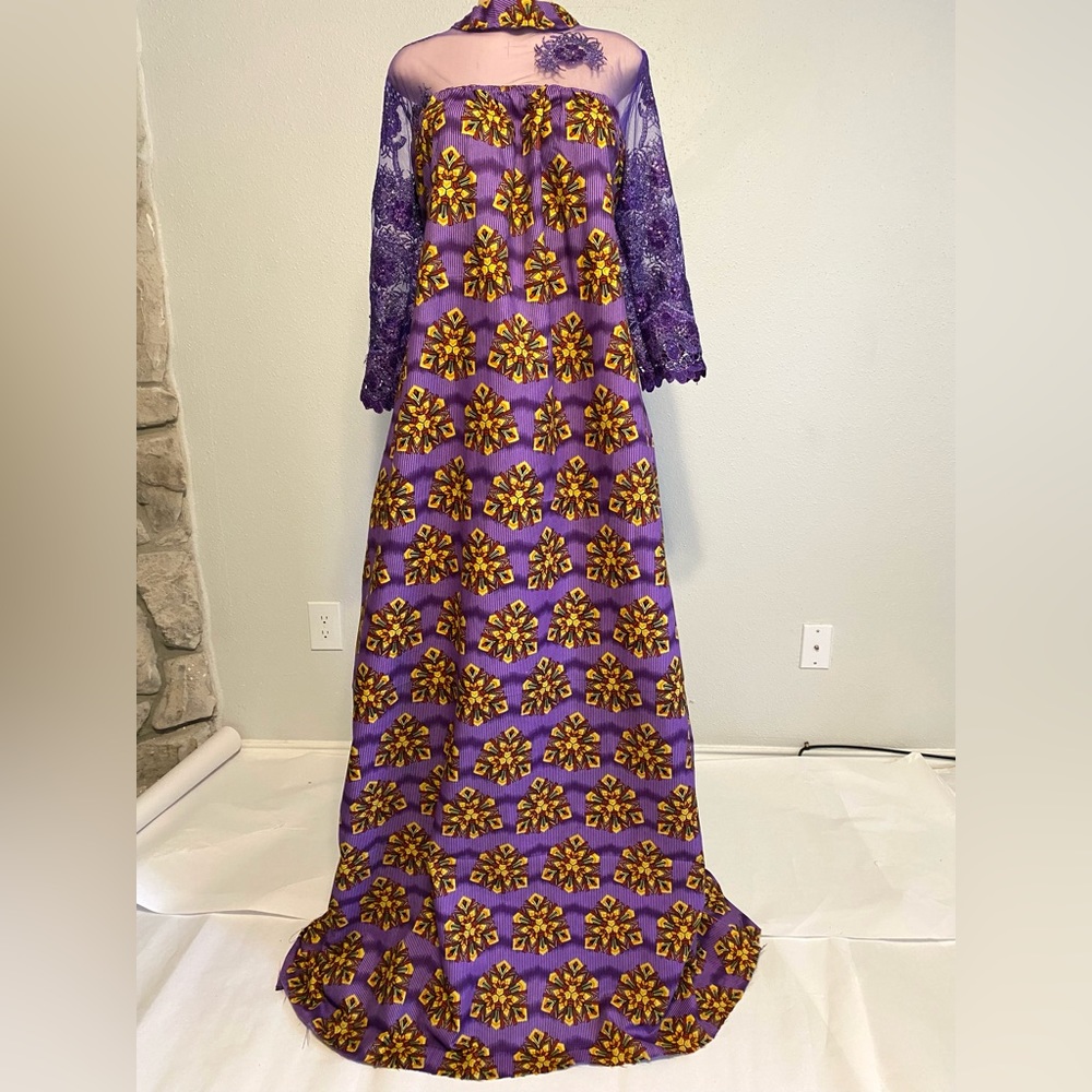 WOMEN AFRICAN PRINT,WITH LONG SLEEVE AND MAXI DRESS